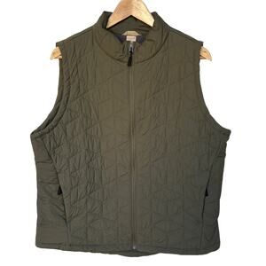 Duluth Trading Co Womens Army Green Quilted Vest-Lightweight Polyfil size XL